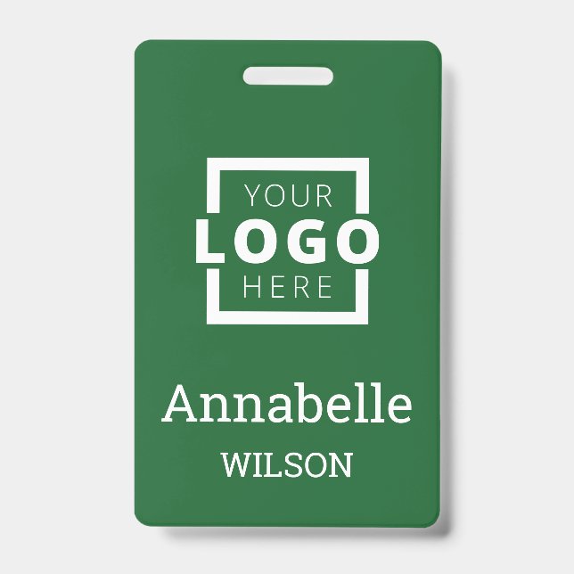 Custom Business Logo Basic Employee Name Green Badge (Front)