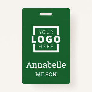 Custom Business Logo Basic Employee Name Green Badge