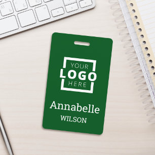 Custom Business Logo Basic Employee Name Green Badge