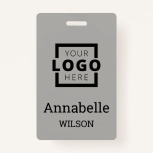 Custom Business Logo Basic Employee Name Grey Badge