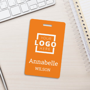 Custom Business Logo Basic Employee Name Orange Badge