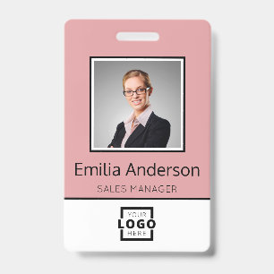 Custom Business Logo Basic Employee Name Photo Badge