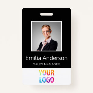 Custom Business Logo Basic Employee Name Photo Badge