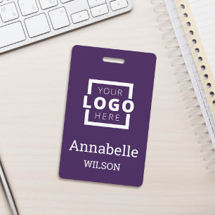 Custom Business Logo Basic Employee Name Purple Badge