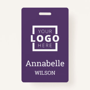 Custom Business Logo Basic Employee Name Purple Badge