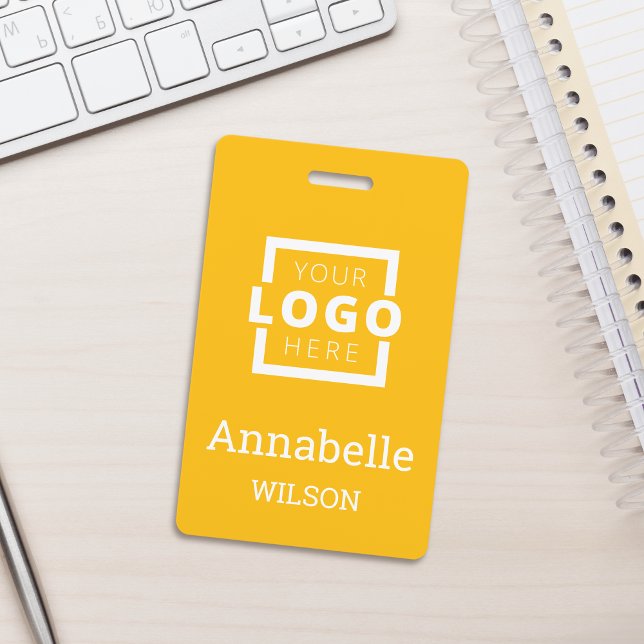 Custom Business Logo Basic Employee Name Yellow Badge (Creator Uploaded)