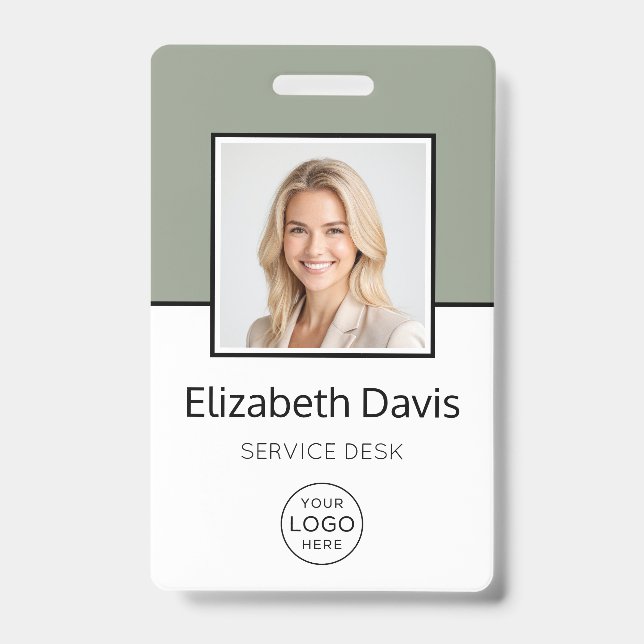Custom Business Logo Basic Employee Photo Badge (Front)