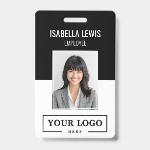 Custom Business Logo Basic Employee Photo Black Badge