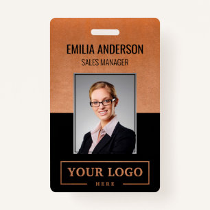 Custom Business Logo Basic Employee Photo Copper Badge