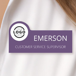 Custom Business Logo Basic Employee Purple Name Tag