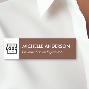Custom Business Logo Basic Employee Staff Brown Name Tag