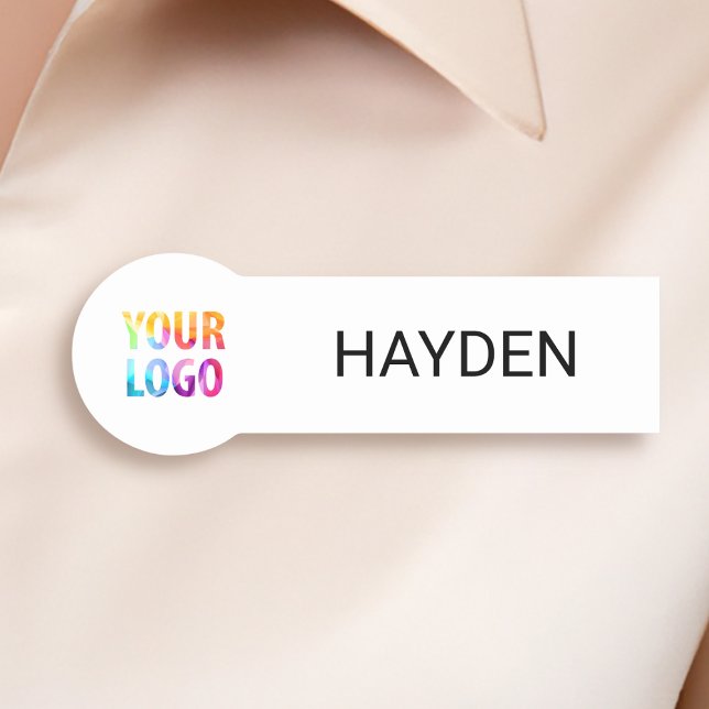Custom Business Logo Basic Employee Staff Name Tag (Creator Uploaded)