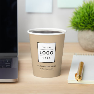 Custom Business Logo Beige Branded Paper Cups