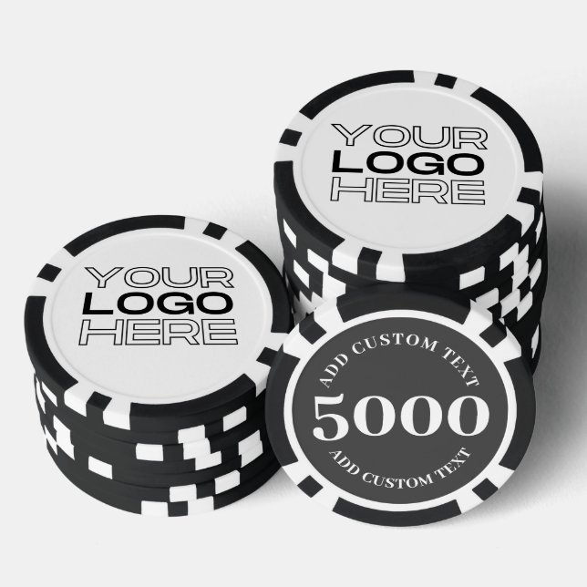 Custom Business Logo Black 5000 Value Game Poker Chips (Stack)