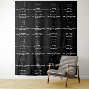 Custom Business Logo Black and White Banner  Tapestry