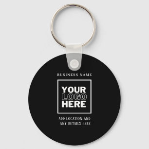 Custom Business Logo Black and White Branded Keychain