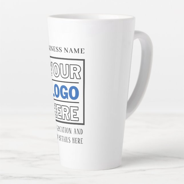 Custom Business Logo Black and White Branded Latte Mug (Right Angle)