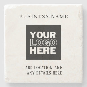 Custom Business Logo Black and White Branded Stone Stone Coaster