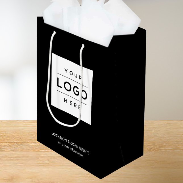 Custom Business Logo Black Branded Medium Gift Bag (Creator Uploaded)