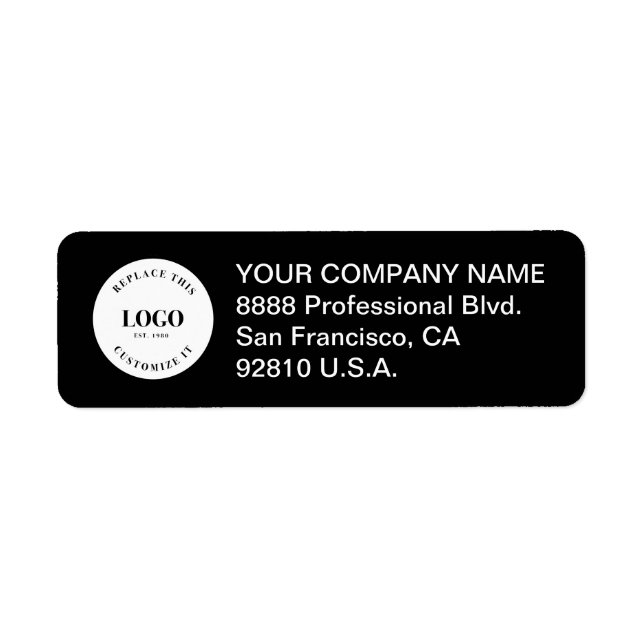 Custom Business Logo Black Company return address (Front)