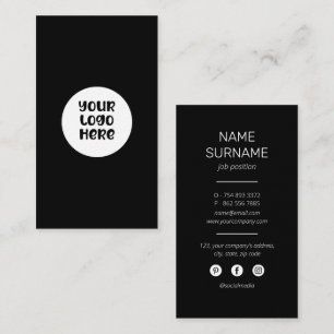 Custom Business Logo Black Professional Modern Business Card