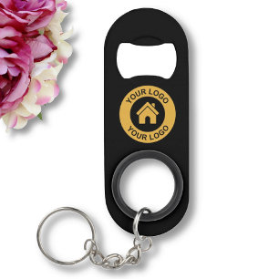 Custom Business Logo Black Promotional Keychain Bottle Opener