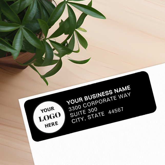 Custom Business Logo Black Return Address Label (Creator Uploaded)