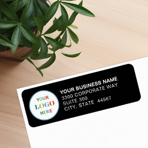 Custom Business Logo Black Return Address Label