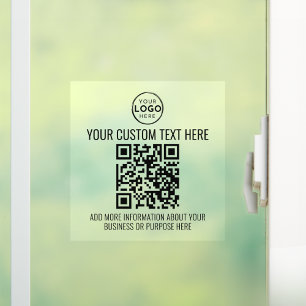 Custom Business Logo Black White QR Code Window Cling