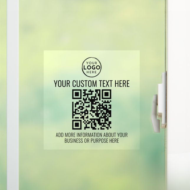 Custom Business Logo Black White QR Code Window Cling (Custom Business Logo Black White QR Code Window Cling)