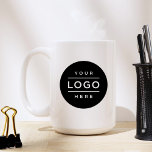 Custom Business Logo Branded Coffee Mug<br><div class="desc">Custom two-sided branded coffee mug features your professional business logo design that can be personalized. Simply add your company logo to the black round placeholder image space.</div>