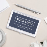 Custom Business Logo Branded Corporate Blue Business Card Holder<br><div class="desc">Create your personalized professional business card holder with your own company logo and custom text. Custom branded business card holders are great practical corporate gifts for executives and employees,  and they add a professional touch and promotional value to presenting your cards to customers. No minimum order quantity.</div>