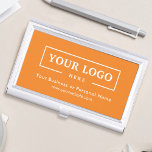 Custom Business Logo Branded Corporate Orange Business Card Holder<br><div class="desc">Create your personalized professional business card holder with your own company logo and custom text. Custom branded business card holders are great practical corporate gifts for executives and employees,  and they add a professional touch and promotional value to presenting your cards to customers. No minimum order quantity.</div>