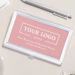 Custom Business Logo Branded Corporate Pink Business Card Holder<br><div class="desc">Create your personalized professional business card holder with your own company logo and custom text. Custom branded business card holders are great practical corporate gifts for executives and employees,  and they add a professional touch and promotional value to presenting your cards to customers. No minimum order quantity.</div>