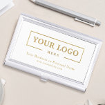 Custom Business Logo Branded Corporate Rose Gold Business Card Holder<br><div class="desc">Create your personalized professional business card holder with your own company logo and custom text. Custom branded business card holders are great practical corporate gifts for executives and employees,  and they add a professional touch and promotional value to presenting your cards to customers. No minimum order quantity.</div>