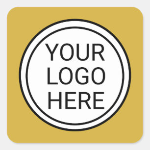 Custom Business Logo Branded Gold Square Sticker