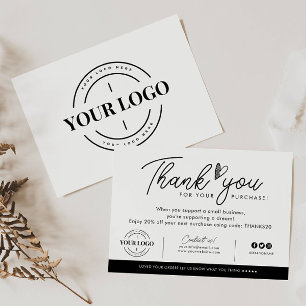 Custom Business Logo Branded Heart Thank You Order Card