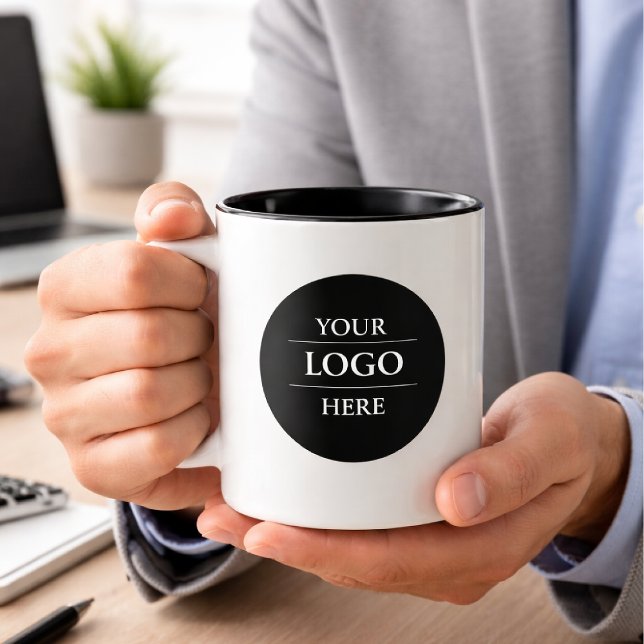 Custom Business Logo Branded Two-Tone Coffee Mug (Creator Uploaded)