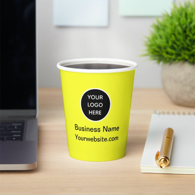 Custom Business Logo Branded Yellow Paper Cups