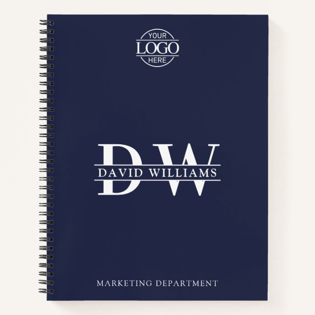 Custom Business Logo & Branding Monogram Initials Notebook (Front)