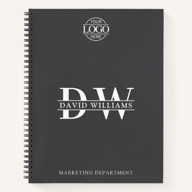 Custom Business Logo & Branding Monogram Initials Notebook (Front)