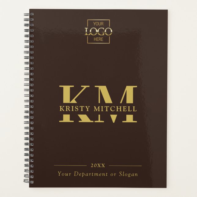 Custom Business Logo & Branding Monogram Initials Planner (Front)