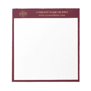 Custom Business Logo Burgundy Branded Promotional Notepad