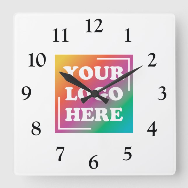 Custom Business Logo, Business Company  Square Wall Clock (Front)