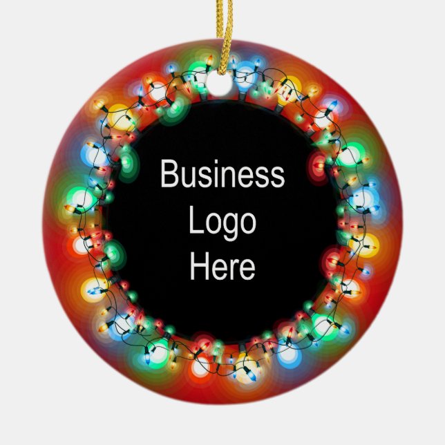 Custom Business Logo Christmas Holiday Light Bulbs Ceramic Ornament (Front)
