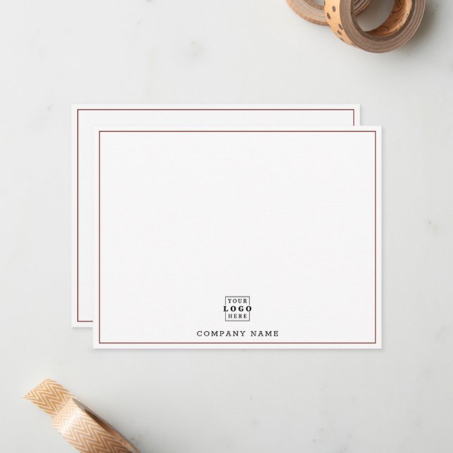 Custom Business Logo Company Branded Maroon Border Card (Front/Back In Situ)