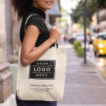 Custom Business Logo Company Branded Tote Bag<br><div class="desc">This stylish custom company branded tote bag features a large space for your business logo with modern black custom text that can be personalized with the business name, location, slogan, website, or other preferred information. Great for small business owners who are on the go. Also makes a great corporate gift...</div>