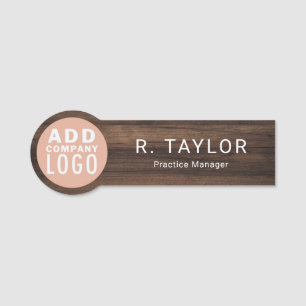 Custom Business Logo Company Manager Rustic Name Tag