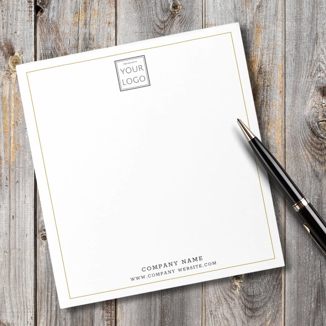 Custom Business Logo Company Name Gold Border Notepad (Creator Uploaded)