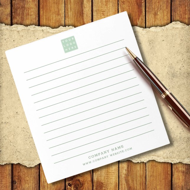 Custom Business Logo Company Name Green Lined   Notepad (Custom Business Logo Company Name Green Lined Notepad
)
